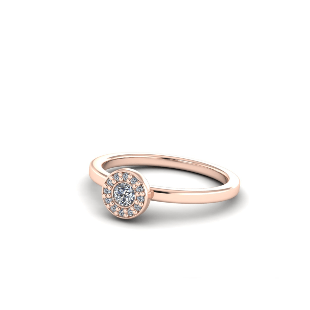 Ροζ χρυσό δαχτυλίδι “sleek halo” με lab grown διαμάντια