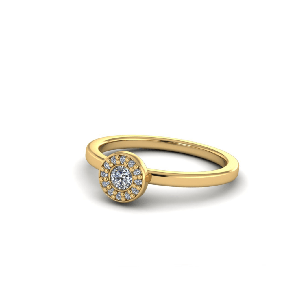 Χρυσό δαχτυλίδι “sleek halo” με lab grown διαμάντια