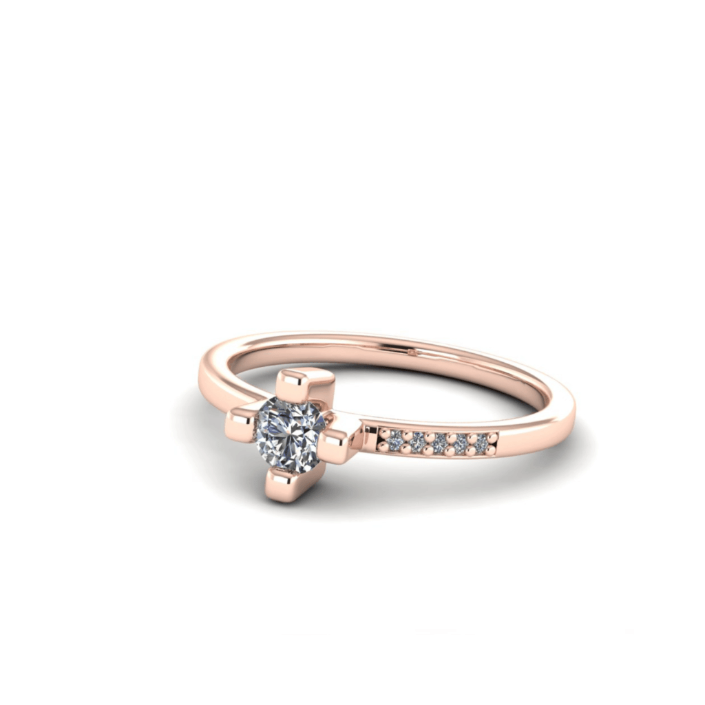 Ροζ χρυσό δαχτυλίδι “sleek square unbalanced” με lab grown διαμάντια