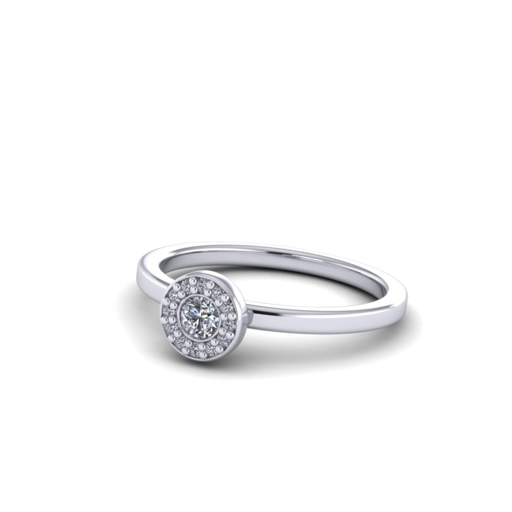 Λευκόχρυσο δαχτυλίδι “sleek halo” με lab grown διαμάντια