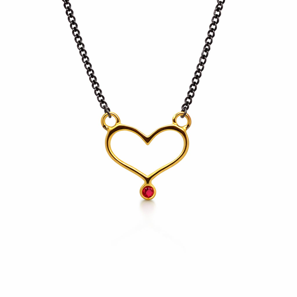 ag2 Jewellery Μενταγιόν χρυσό Κ14 με ορυκτές πέτρες και ασημένια αλυσίδα