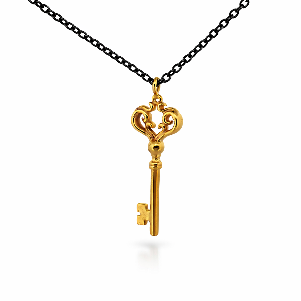 ag2 Jewellery Μενταγιόν χρυσό κλειδί Κ9 και ασημένια αλυσίδα