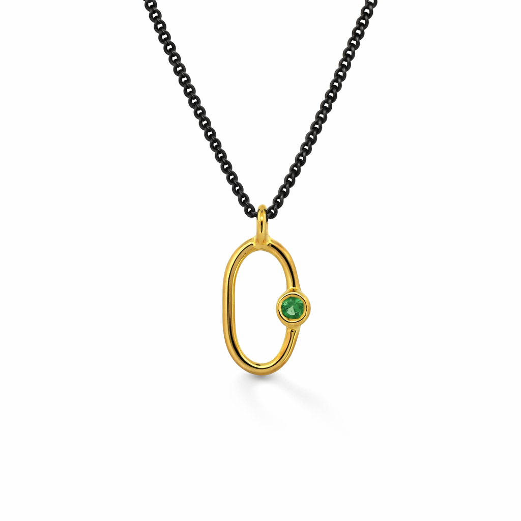 ag2 Jewellery Μενταγιόν χρυσό Κ14 με ορυκτές πέτρες και ασημένια αλυσίδα