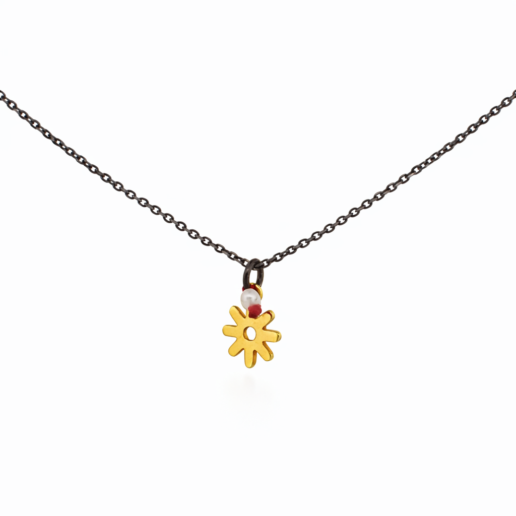 ag2 Jewellery Μενταγιόν χρυσό Κ14 με φυσικό μαργαριτάρι και ασημένια αλυσίδα