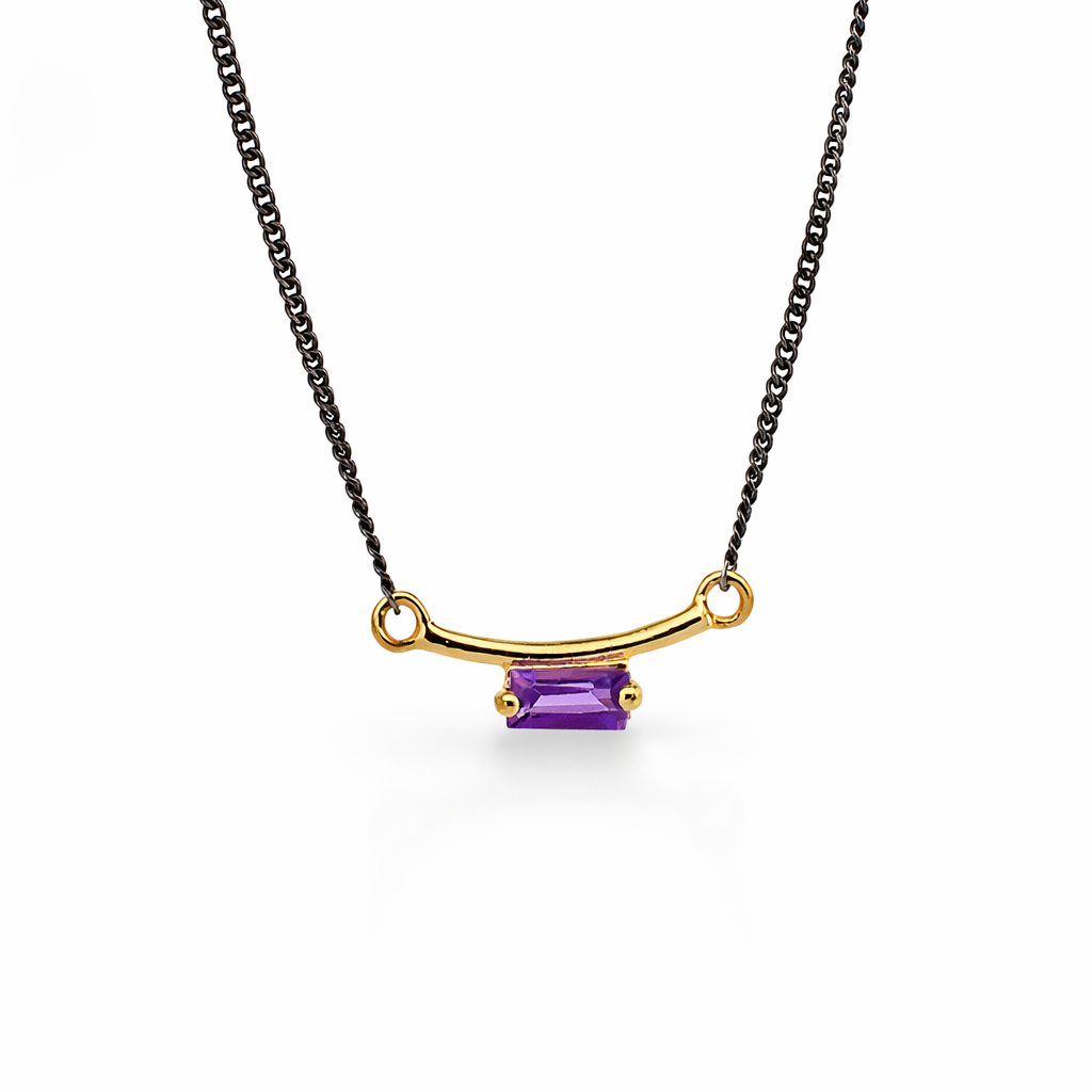 ag2 Jewellery Μενταγιόν χρυσό Κ14 με ορυκτές πέτρες και ασημένια αλυσίδα