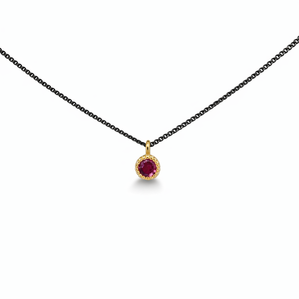 ag2 Jewellery Μενταγιόν χρυσό Κ14 με ορυκτές πέτρες και ασημένια αλυσίδα