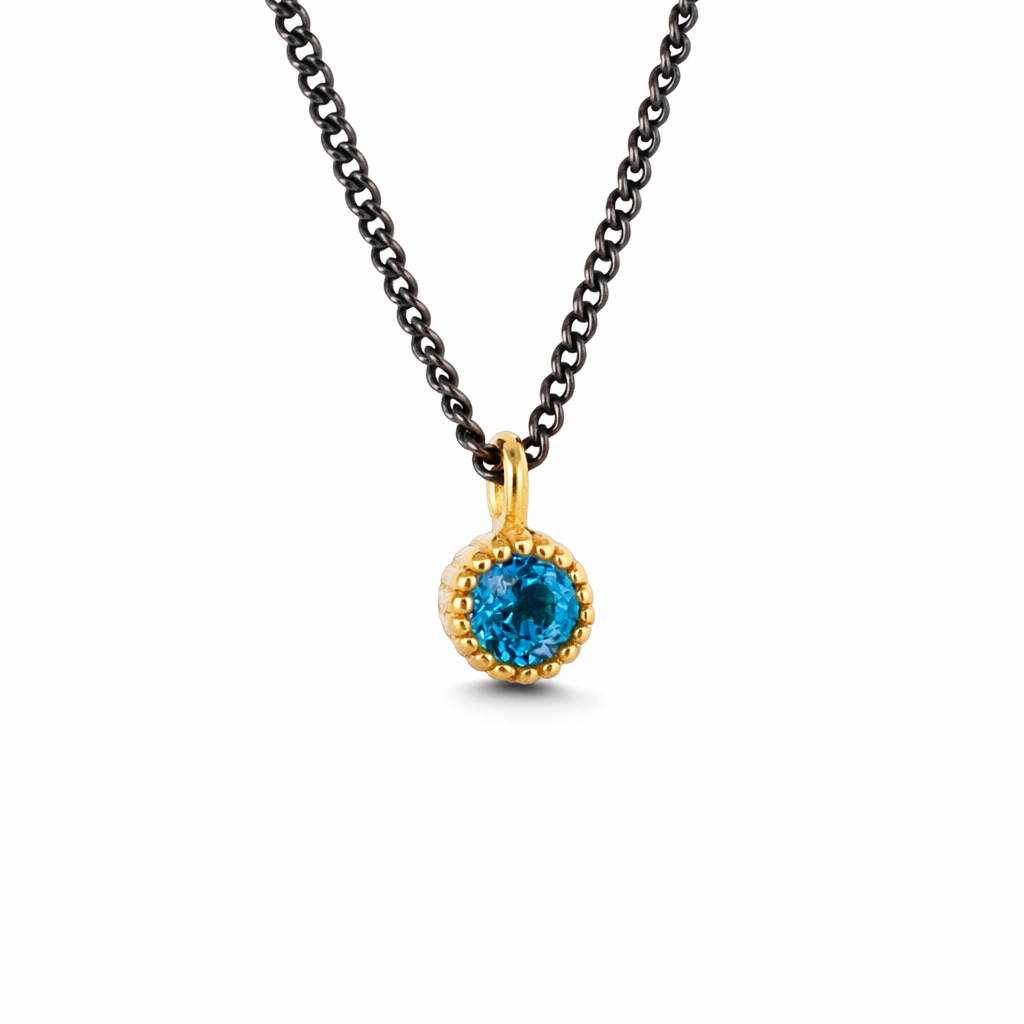 ag2 Jewellery Μενταγιόν χρυσό Κ14 με ορυκτές πέτρες και ασημένια αλυσίδα