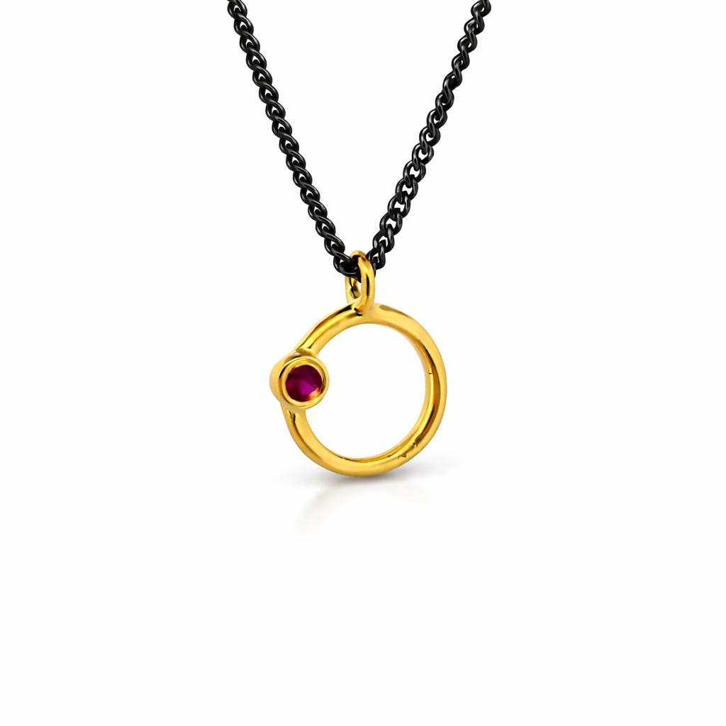 ag2 Jewellery Μενταγιόν χρυσό Κ14 με ορυκτές πέτρες και ασημένια αλυσίδα