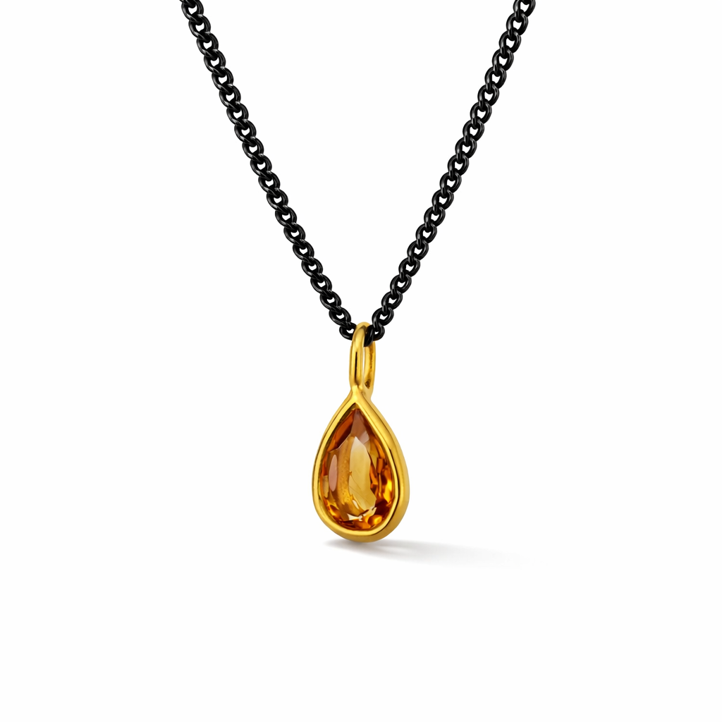 ag2 Jewellery Μενταγιόν χρυσό Κ14 με ορυκτές πέτρες και ασημένια αλυσίδα